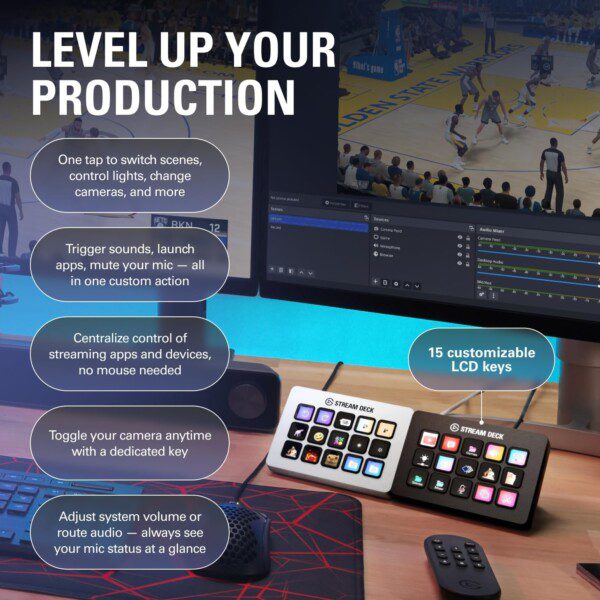 Elgato Stream Deck – 15-Key Custom Control for Creators and Gamers